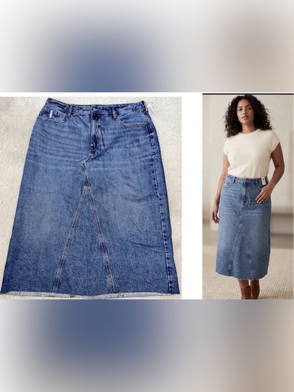 Old Navy Long New Special Edition Maxi Denim Jean Skirt Size 18 Distressed